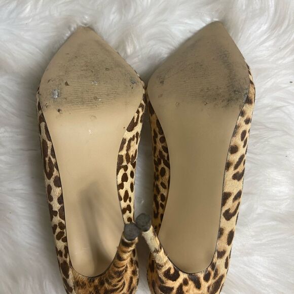 Steve Madden Dasie leather Calf hair leopard print slip on heels 10M - Picture 10 of 11